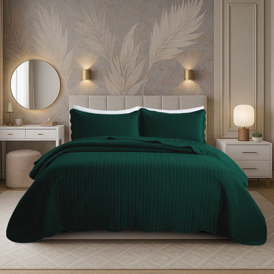 Ensemble de couvre-lit matelassé en microfibre embossée