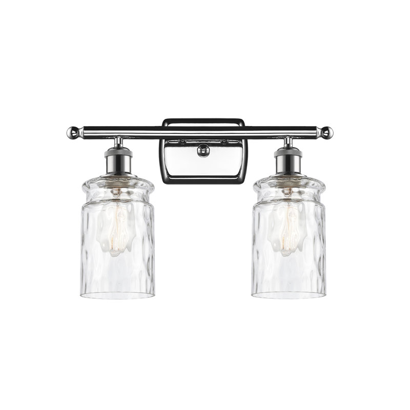 Éclairage de salle de bain à intensité variable 2 lumières Barner, Ampoule à DEL rétro de 3,5 W, Verre limpide, Chrome poli