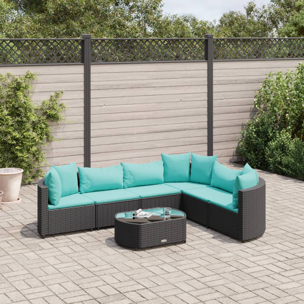 Vidaxl 7-Tlg. Garten-Sofagarnitur Mit Kissen Schwarz Poly Rattan