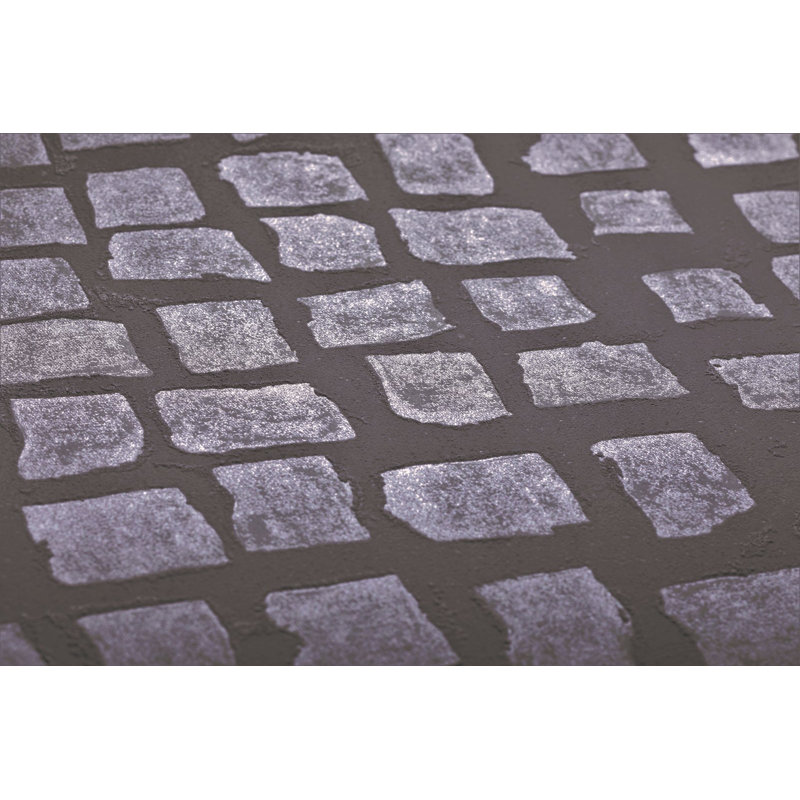 Urban Classics Collection Manhattan Metallic Loft Tiles Wallpaper Roll, Brown