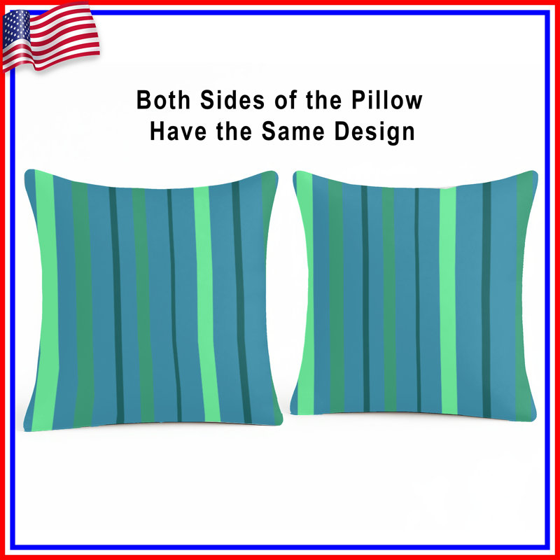 Green Blue Stripes Double Sided Throw Pillows, 20 x 20 inches