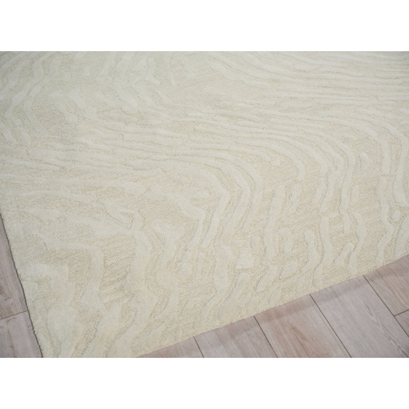 Entro Handmade New Zealand Wool Cream/Ivory Area Rug, Rectangle 6' x 9'