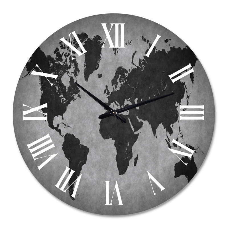 Ancienne carte du monde antique - horloge murale rétro, Très petit