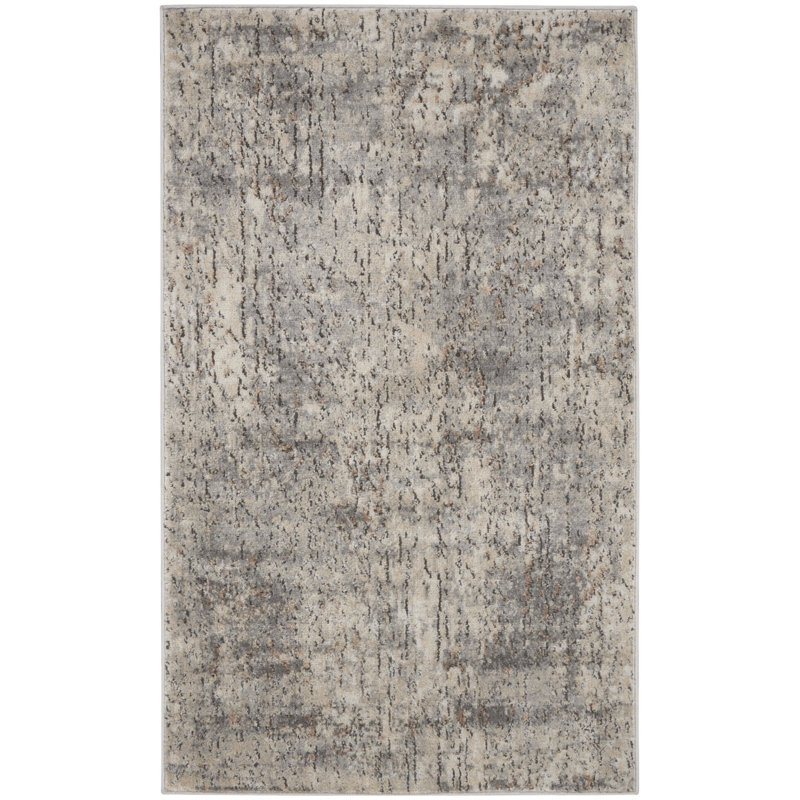 Tapis beige antidérapant tissé à la machine à motif abstrait beige