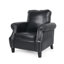 Fauteuil club en PU noir, décor clouté roulé, mobilier contemporain et fonctionnel avec garniture confortable