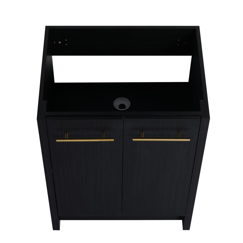 24" Freestanding Bathroom Vanity In Black Chestnut - Easy Assembly Required Contemporary Design