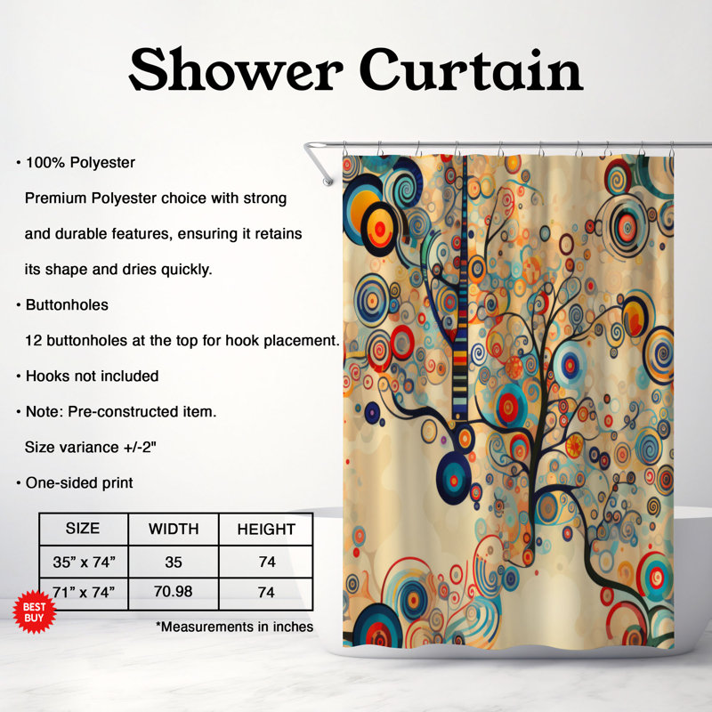 Rideau de douche Sparkling Tree - Premium, H 74 po x l 71 po