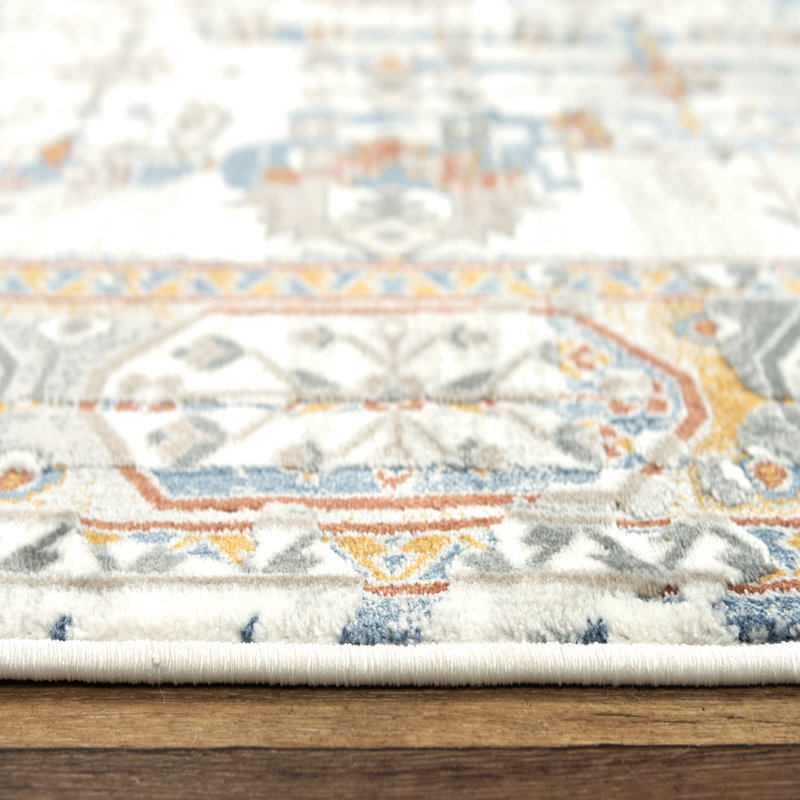 Tapis oriental ivoire et gris, Rectangle 8 pi 8 po x 11 pi 9 po