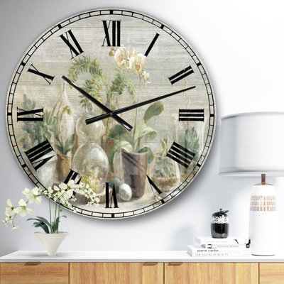 Composition of Orchids - Traditional wall clock