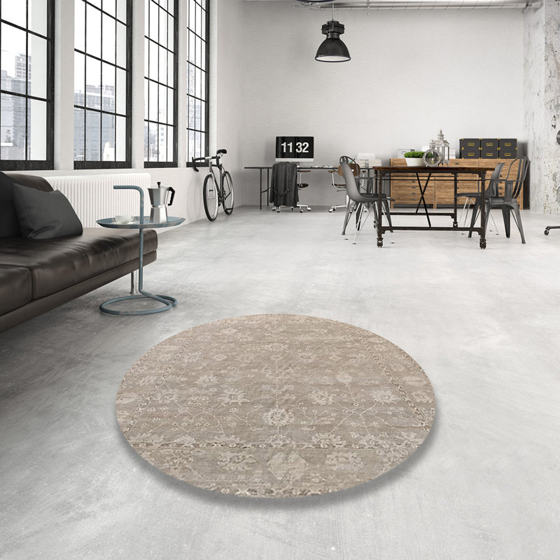 Tapis beige Delbarton, Rond 7 pi