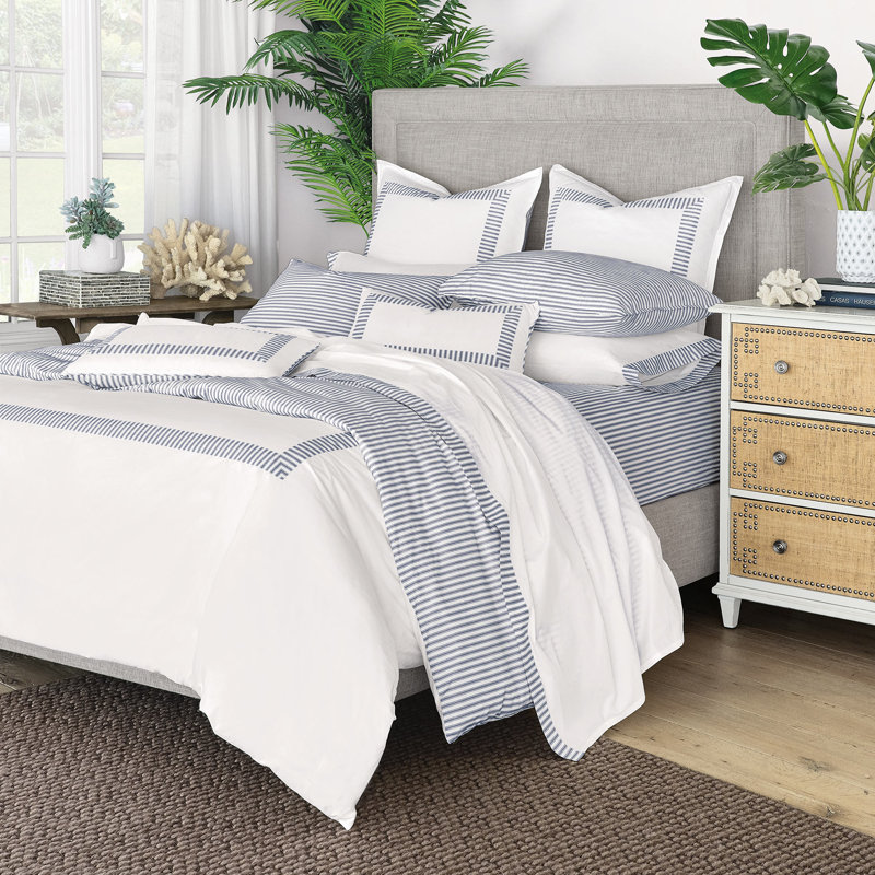 Blass Ticking Duvet Cover, Twin Duvet Cover, Navy