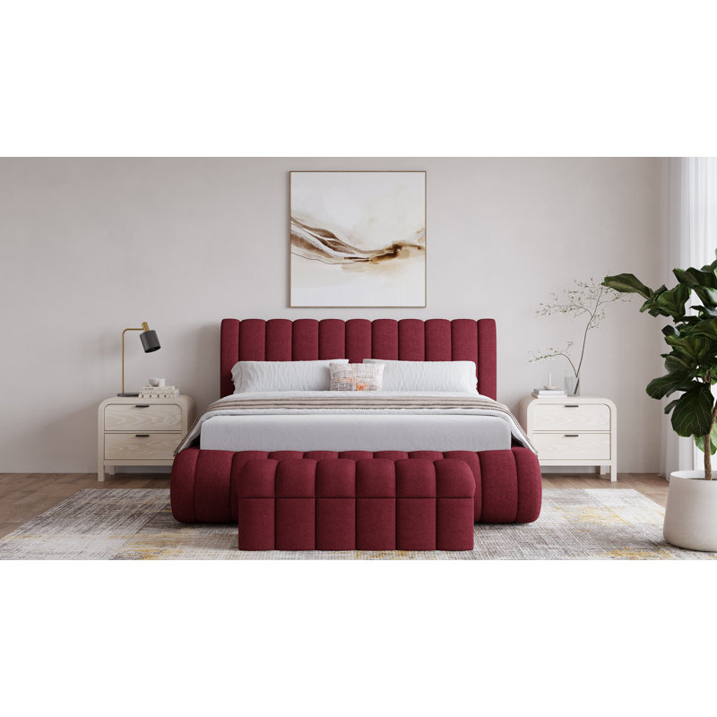 Lit tapissier Stroud Maximalist, Roi, Rubis