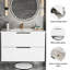 Meuble-lavabo mural moderne flottant de 36 pouces avec lavabo en céramique blanc et deux tiroirs, premier tiroir en forme de U, espace de rangement organisé, panneau multicouche pour plus de durabilité, installation simple-679566917-679566916