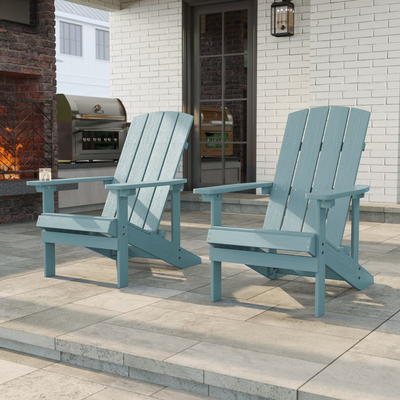 Hachirou Plastic Adirondack Chairs Set for Outdoor Ergonomic chair, Lake Blue