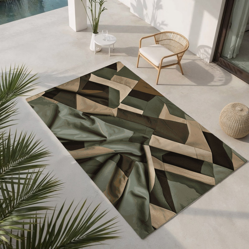 Cartographic Shadow Indoor And Outdoor Area Rug, Rectangle 2' x 3'