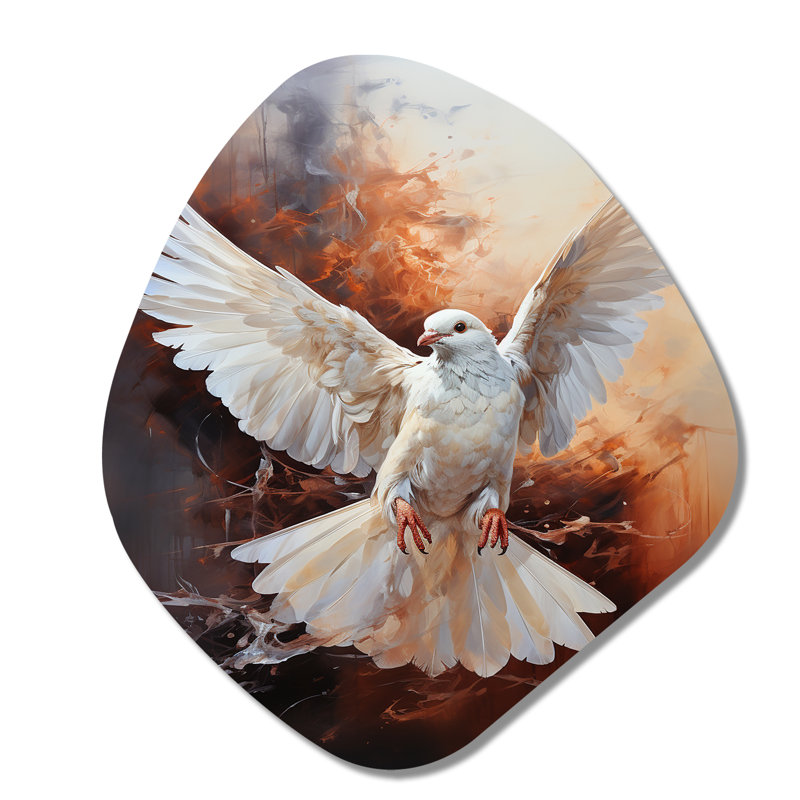 «Dove Of Serenity - Dove Nebula Shape», art mural en métal asymétrique, H 28 po x l 25 po x P 1 po