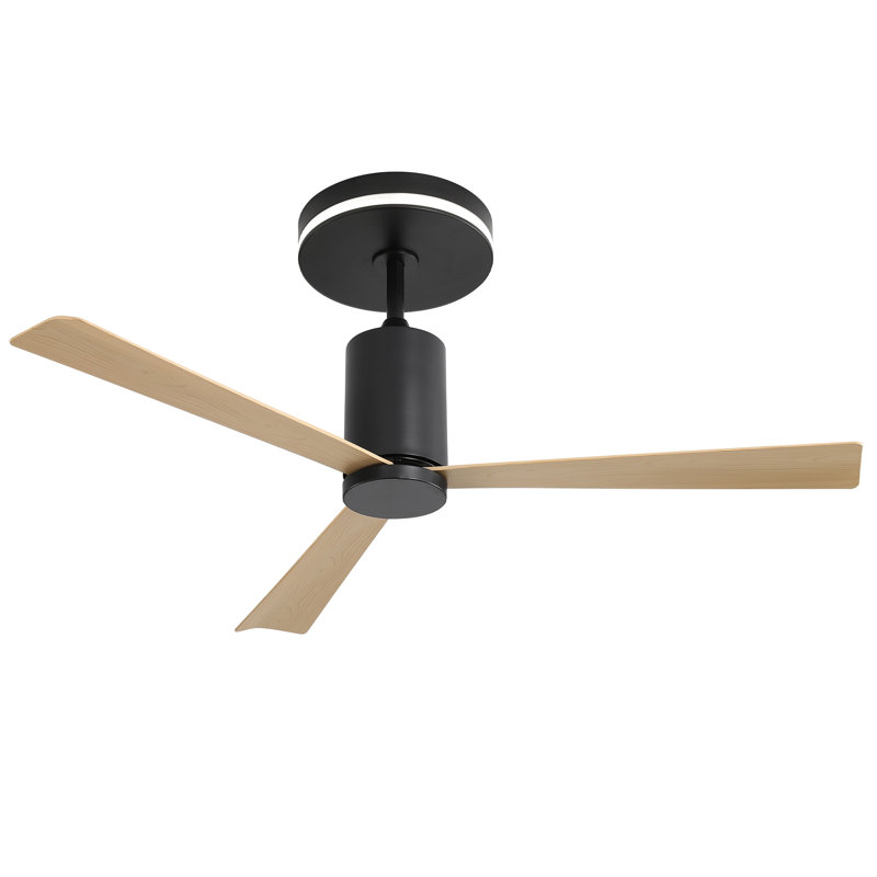 52 Inch Flush Mount Ceiling Fan with LED Light and Remote Control