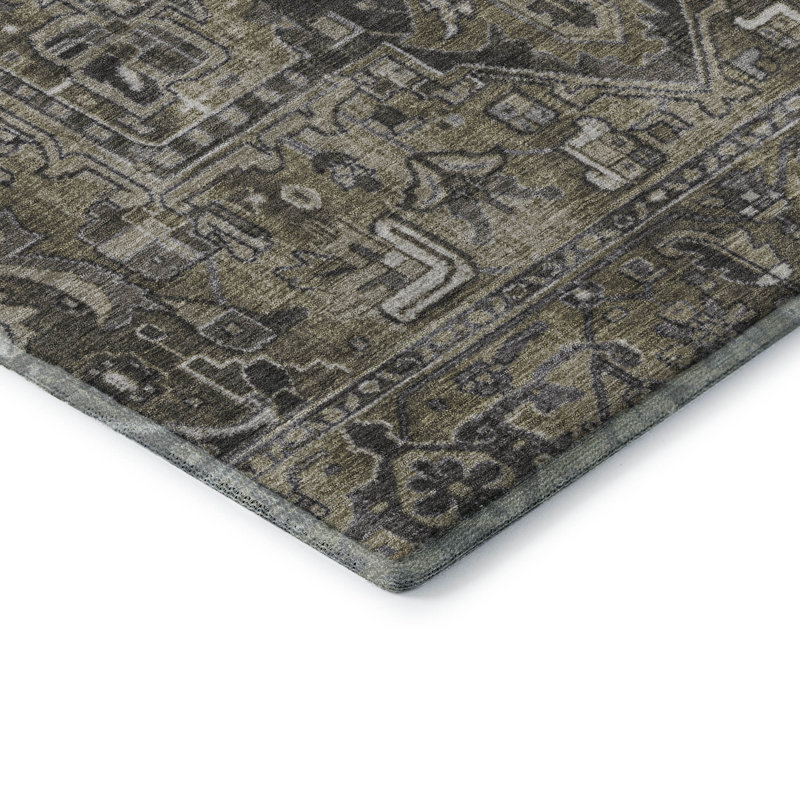 Premium Machine Washable Cerrito AMF570 Taupe Rug, Rectangle 8' x 10'