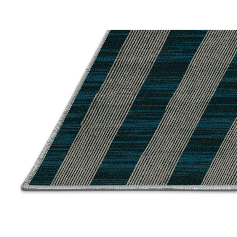 Tapis bleu à carreaux lavable à la machine, Rectangle 8 pi x 12 pi