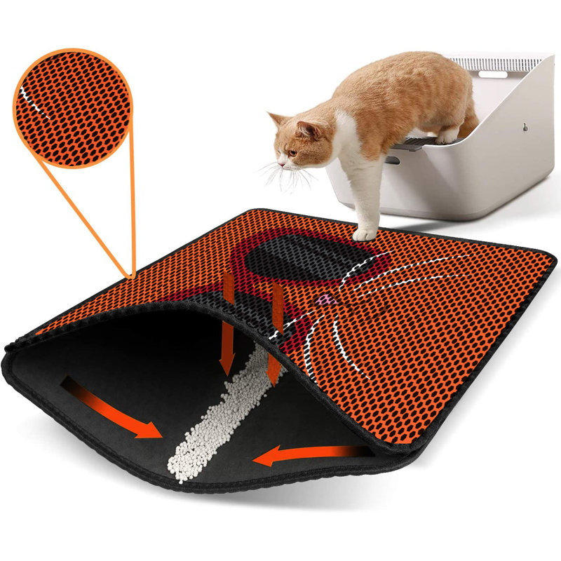 Tapis pour litière de qualité supérieure, 18 po x 24 po | 50% PVC / 50% polyester, lavable à la machine et passer l'aspirateur | Conception durable et facile à nettoyer pour les propriétaires d'animaux de compagnie | Protégez vos planchers des dégâts de la litière