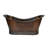67" Hammered Copper Double Slipper Bathtub with Scroll Base and Nickel Inlay
