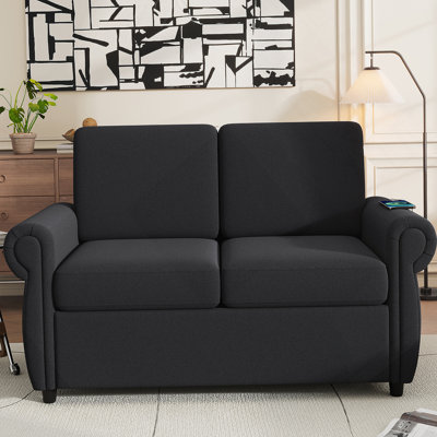 Pull Out Sofa Bed Loveseat Sleeper With Memory Mattress And USB Ports, Ideal For Accommodating Guests In Various Living Spaces