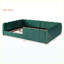 Lit tapissier en velours vert citrouille