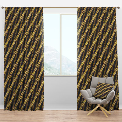 Panneau de rideau simple semi-diaphane avec passe-tringle Mid-Century Zigzag