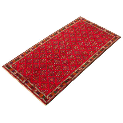 Tapis de zone en laine rouge/orange 5 pi 1 po x 9 pi 7 po à la main one-of-kind-noué la 1980 anatolian Aniwa