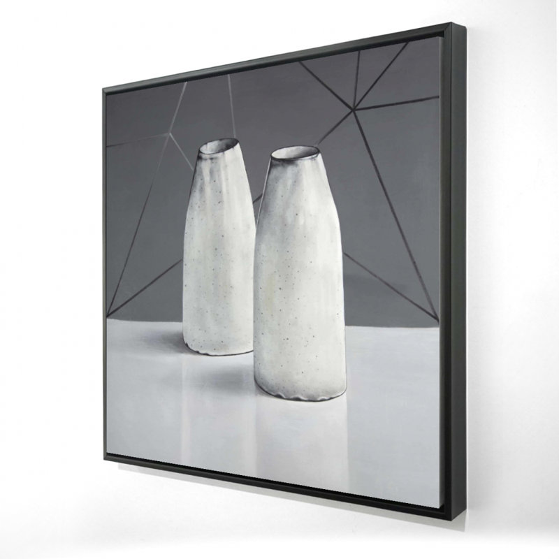 Vases encadrés sur toile - blanc, 25.25" H x 25.25" W