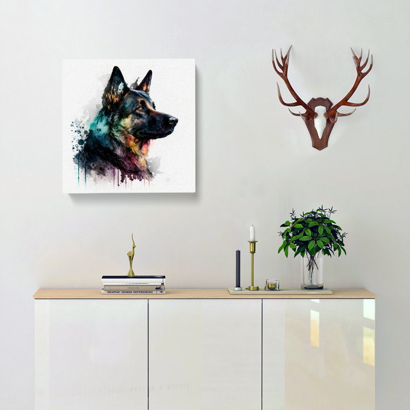 German Shepherd Gestural Art - Wrapped Canvas, 35cm H x 35cm W x 3cm D