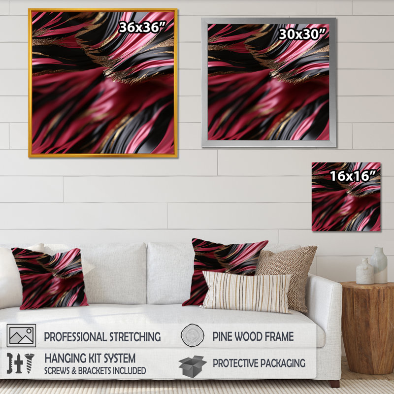Zèbre rose et noir fractal I - impression d'art abstrait mural, H 16 po x l 16 po x P 1 po, Toile tendue