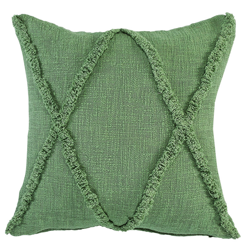 Ensemble de 2 coussins décoratifs en coton tissé à la main, Vert forêt, H 20 po x l 20 po, polyester