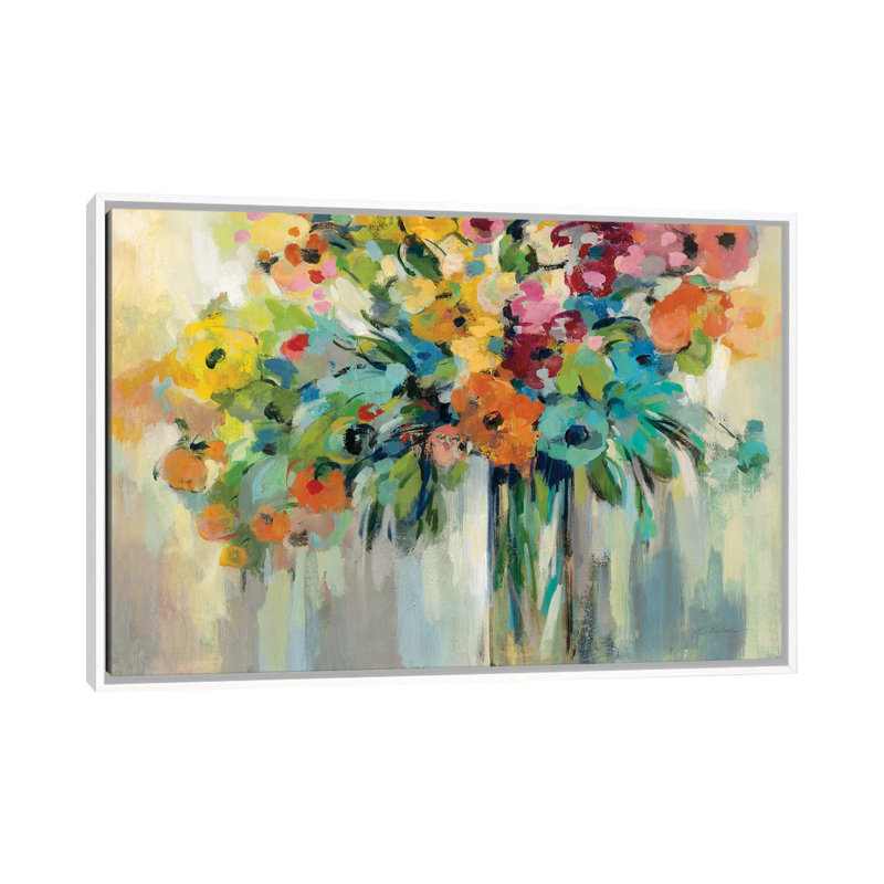 Nuage de fleurs par Silvia Vassileva - impression, H 40 po x l 60 po x P 1,5 po, Toile encadrée flottée blanche, Pas de tapis