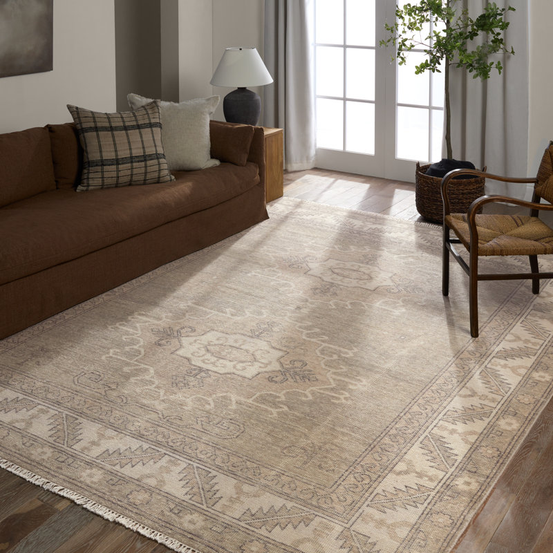Jaipur Living Famille APL01 Handknotted Medallion Tan Area Rug (8'x10'), Rectangle 10' x 14'