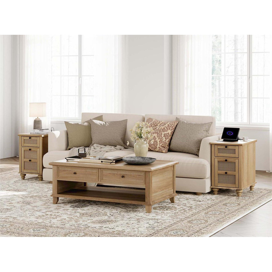 Domynik Nightstand with Charging Station, Oak Charlton Home® 