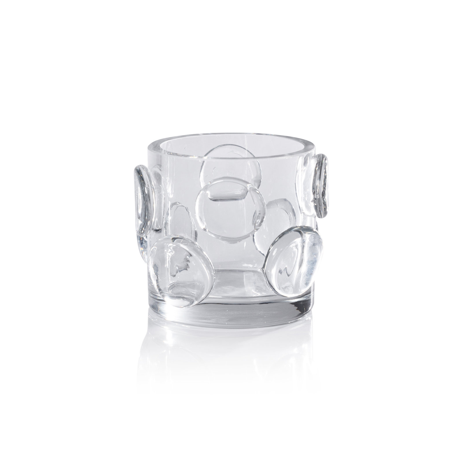 Perrin Glass Candle Holder, 4" H x 4.25" W x 4.25" D, Clear