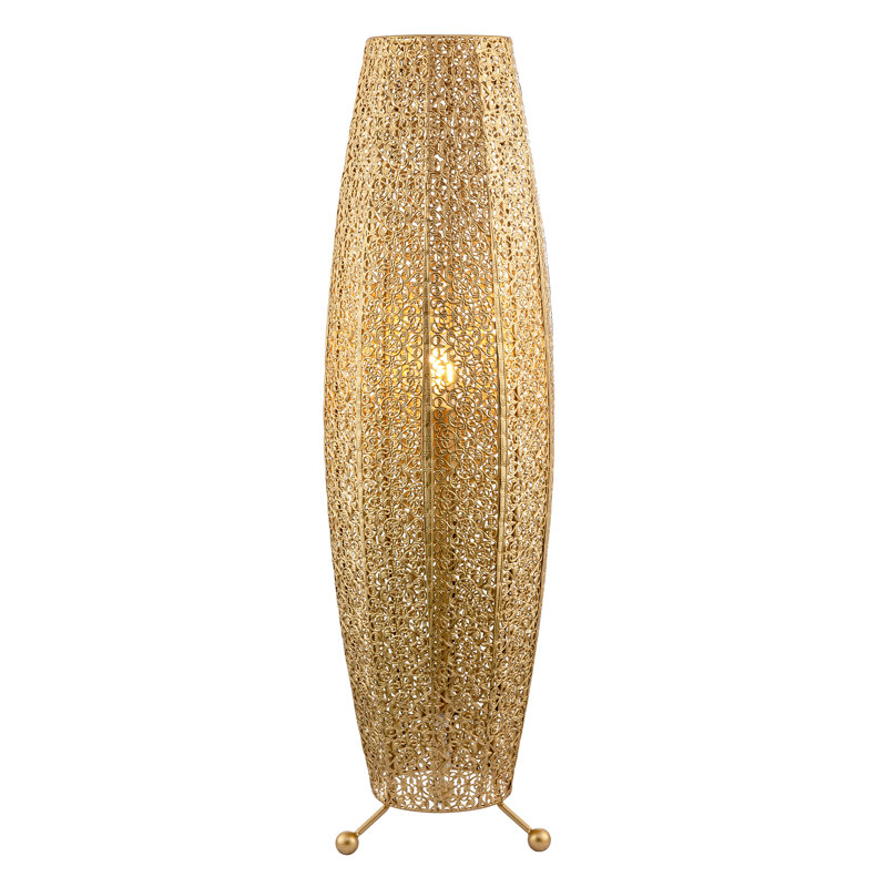 Traditional And Ornate Floral Moroccan Floor Lamp In Satin By