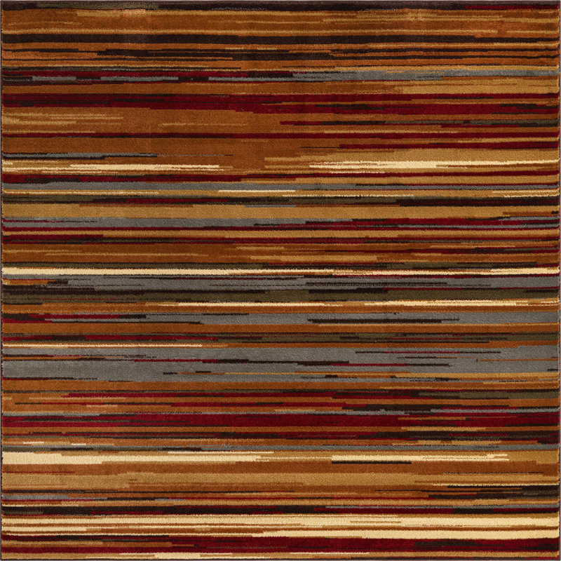 Tapis contemporain à rayures multicolores Baynebridge, Carré 6 pi