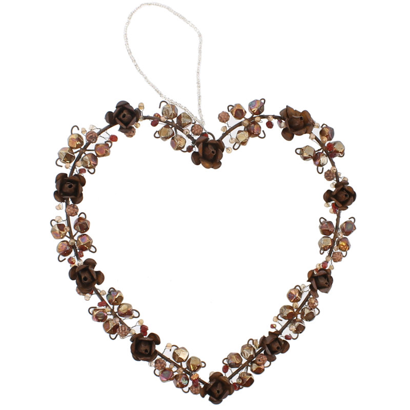 Roses and Beads Heart Wreath