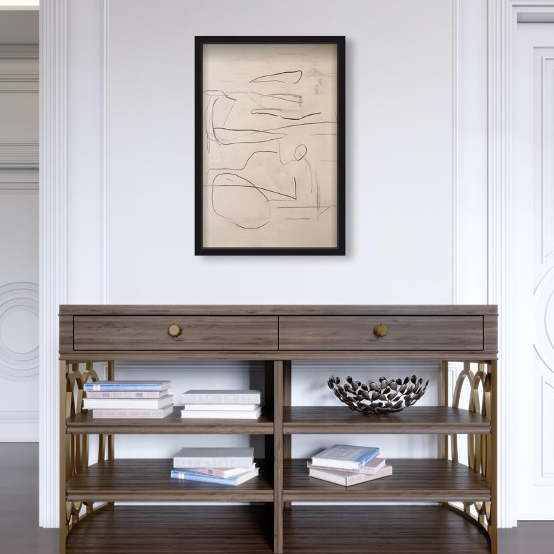 Oliver Gal Frenzied Strokes II Abstract - Luxury Shadowbox Framed Wall Art, Black, 37.5" H x 25.5" W