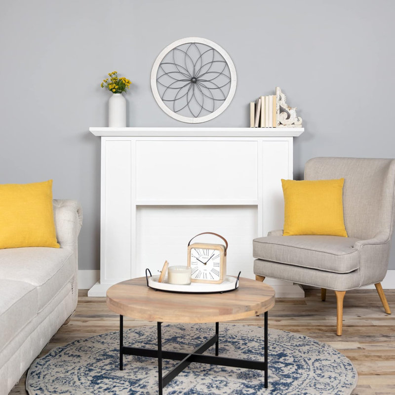 Décoration murale ronde médaillon, H 25,75 po x l 25,75 po x P 1 po, Blanc