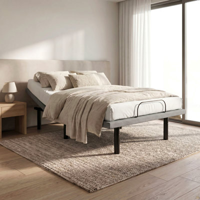 Base de lit simple réglable OS4 noir et gris avec réglages de la tête et du pied