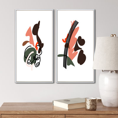 Scandinavian Abstract Geometric Typography XVII Scandinavian Abstract Geometric XVII - 2 Piece Graphic Art Set on Canvas