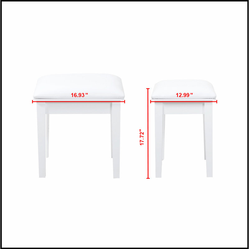 Vanity Stool Makeup Bench Dressing Stool with Cushion and Solid Legs