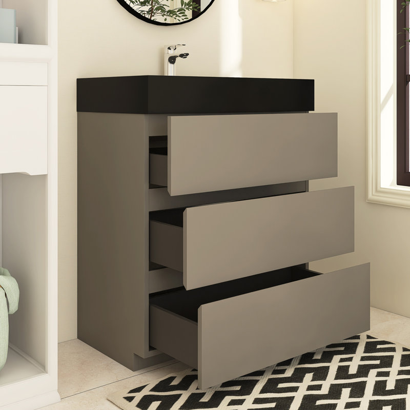 Meuble-lavabo simple Reniel, Gris, Noir, noir, noir, noir, 30"