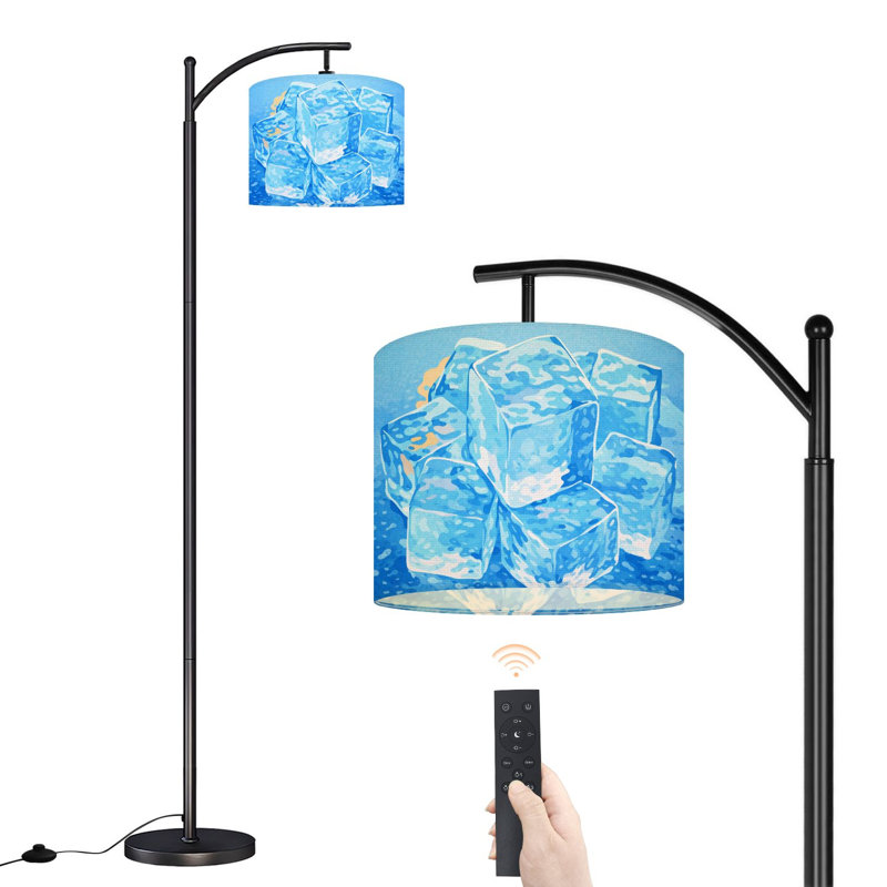 Lampe sur pied à arc avec abat-jour réglable avec cubes de glace et vue de dessus