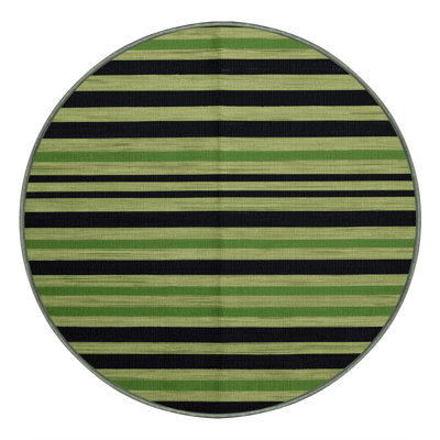 Machine Washable Horizontal Stripes Green Area Rug