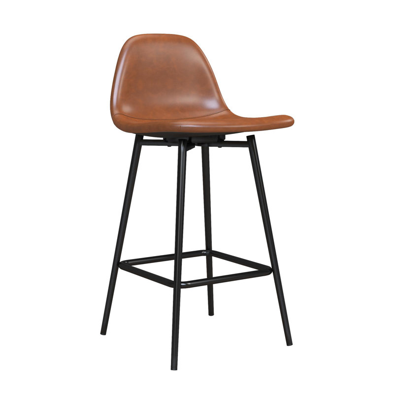 Henrine Upholstered Counter Stool with Metal Frame, Camel