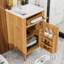 Meuble-lavabo de salle de bain avec lavabo en céramique, tablettes réglables, tiroir rabattable et portes à fermeture en douceur